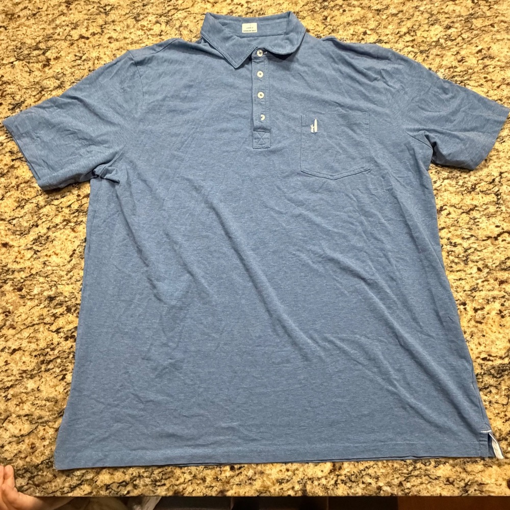 Johnnie-O Hangin Out Mens XXL Blue Heather Short Sleeve Pocket Polo Shirt ws